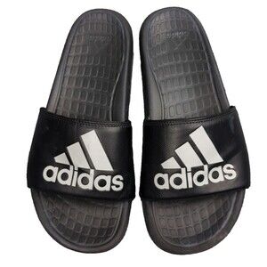 adidas Voloomix Slide Beach Sandals Black with White Logo Size 8 Men